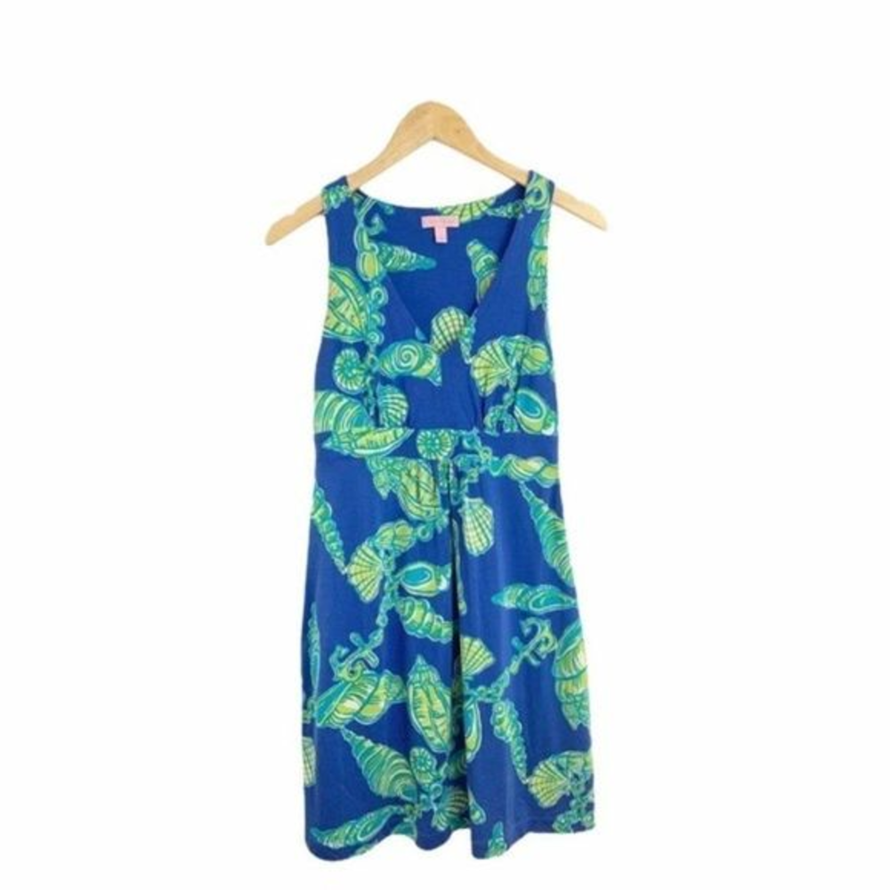 Lilly Pulitzer Fallin In Love Blue Shell Silk Dress‎